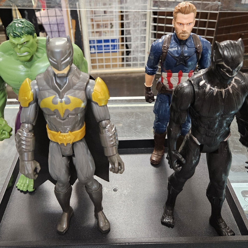 4 12" Tall Action Figure Set w/ Batman, Hulk, Captain America & Black Panther